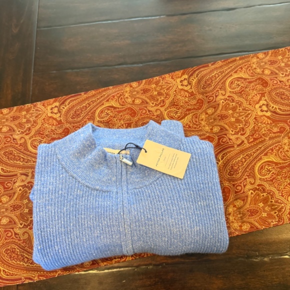 Peter Millar Men's XXL Cape Blue Cashmere/Linen Quarter Zip MSRP $295 - Picture 4 of 10